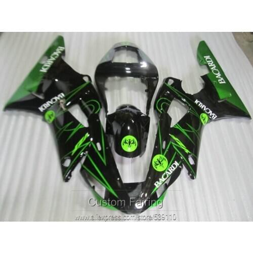 Free customize fairing kit for Yamaha YZFR1 00 01 green black fairings set YZF R1 2000 2001 LK41