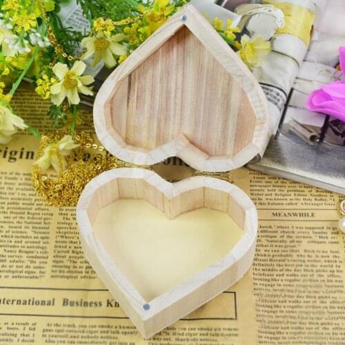 Handmade Jewelry Box Portable Heart Shape Wood Large Capacity Ring Case for Table Jewellry Organizer Packaging Container