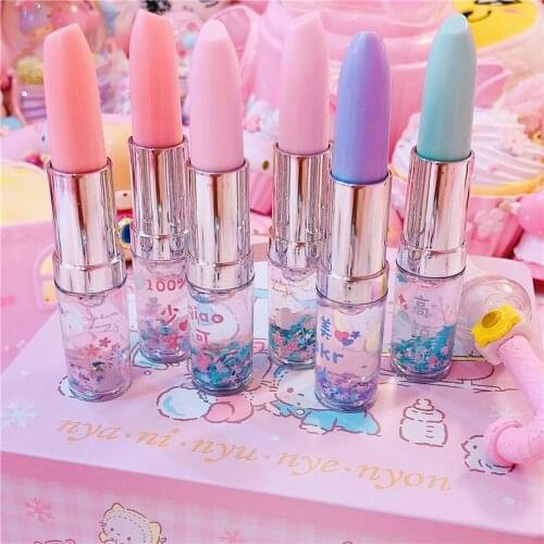 1Pc Creative Lipstick Gel Pen Cute Stationery School Office Supplies Portable Pens Sequins Flash Quicksand Signature Pen Bling