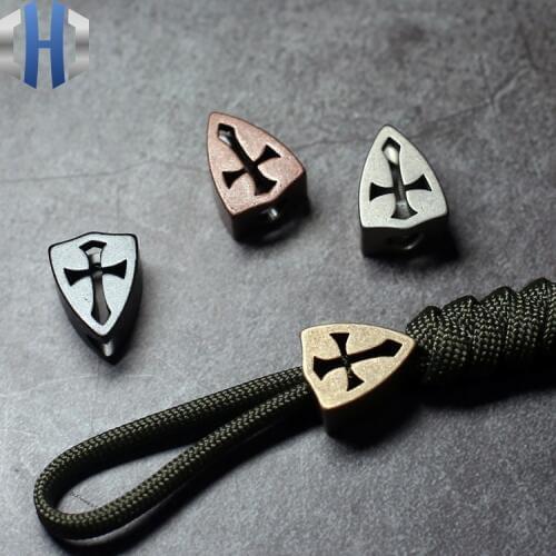 Cross Titanium Alloy Knife Pendant Lanyard EDC Pendant Creative Pendant Brass Copper Flashlight Tail Rope Knife Beads