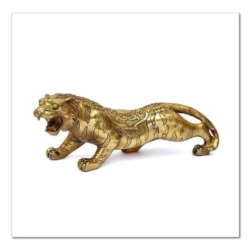 A brass copper tiger tiger Zodiac Wang Wang rights will cause soundway right soundway ornamentsroom Art Statue