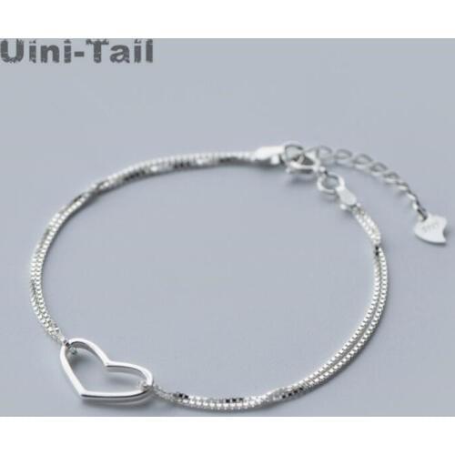 Uini-Tail hot New And Simple 925 Sterling Silver Jewelry Heart-shaped Temperament Female Anti-allergic Female Bracelet GN245
