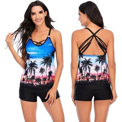 2021 New Tankini Swimsuits Women High Waist Swimsuit Female Swimwear Vintage Retro Bathing Suits Summer Beach Wear