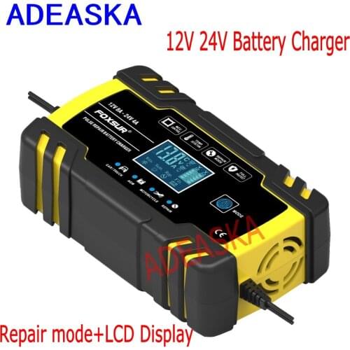 Fully Automatic Car Battery Charger 12V 8A 24V 4A Fast Charging for AGM GEL WET Lead Acid Battery Charger LCD Display