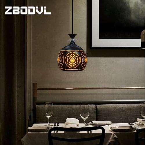 Industrial Vintage Black Lron Art Pendant Light Dining E27 Pendant Lamp Coffee Bar Hanging Lamps Nordic Pendent light Lampshade