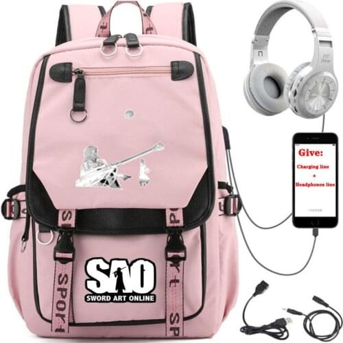 Anime Sword Art Online backpack student School book Bag Women men Travel Backpack USB Charging teenagers Laptop packsack