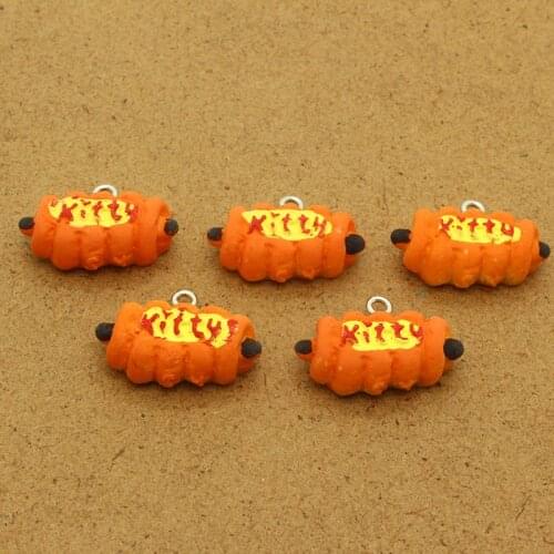 10pcs Resin Hot Dog Croissant Food Earring Charms Diy Crafts Simulated Bead Necklace Keychain Pendant Accessory Jewelry Make