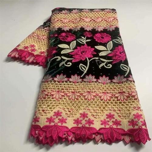 African Velvet Lace Fabric 2021 High Quality Lace Latest French Tulle Cord Lace Fabric With Stones For Wedding 5 Yards df82-3