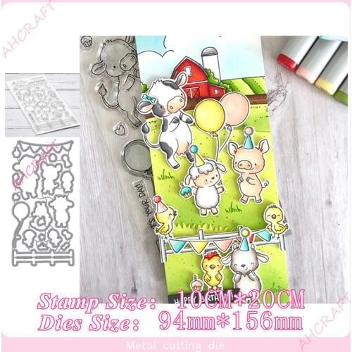 Party on the Farm Stamp and Metal Cutting Dies DIY Scrapbooking for Photo Album Decorative Embossing Silicone Clear Stamps 2020