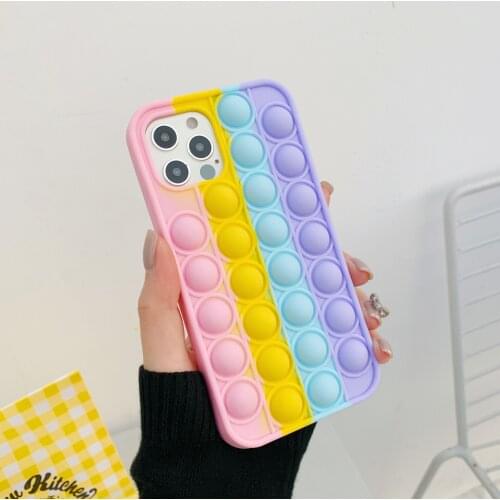 POP Phone Case Fidget Toys Silicone Case For Iphone 11 12 Pro Max Mini 7 8 Plus X XR XS Reliver Stress Push Bubble Cover