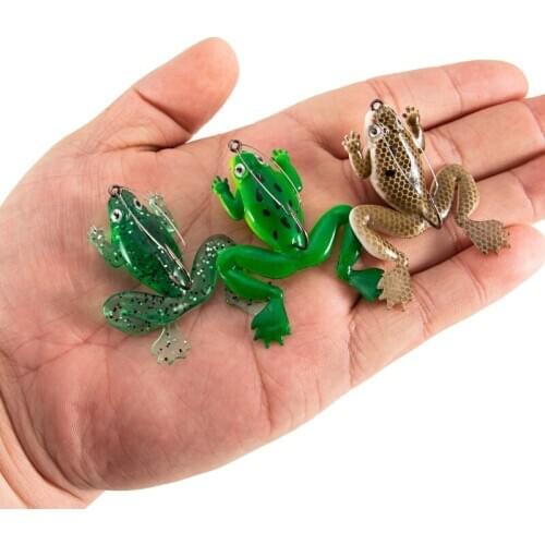Silicone Frog Bass Bait with Hook Topwater Crankbaits Tackle Artificial Soft Fishing Lures