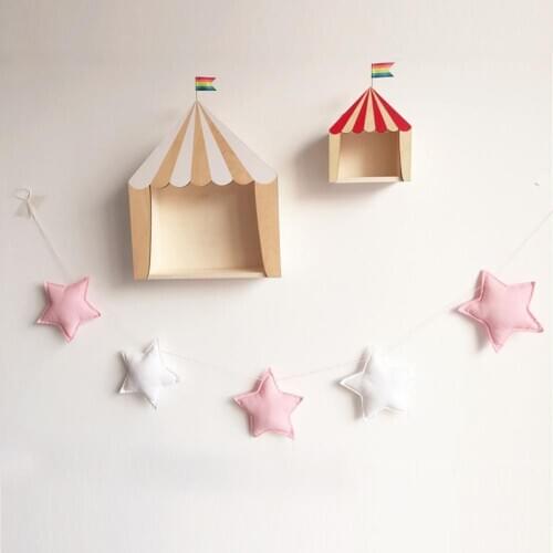 Nordic 5Pcs Cute Stars Fabric + Rope Hanging Ornaments Banner Bunting Party Kid Bed Room Decor Wind Chimes gift dropshipping