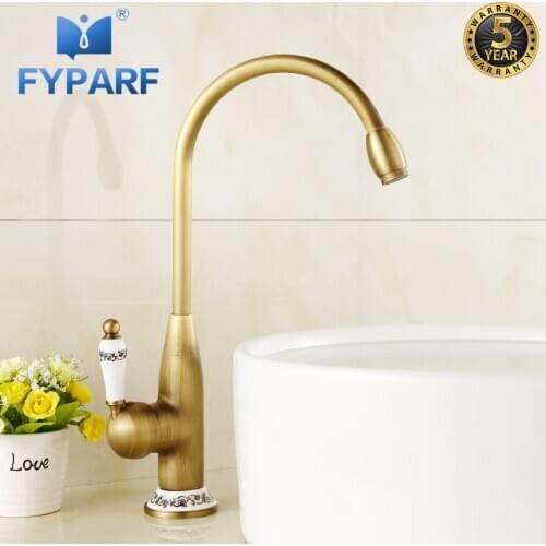 Basin Faucets Brass Antique Deck Mounted Bathroom Faucet Basin Mixer Faucet Sink Tap Kitchen Sink Faucet Mixer Cold and Hot Tap
