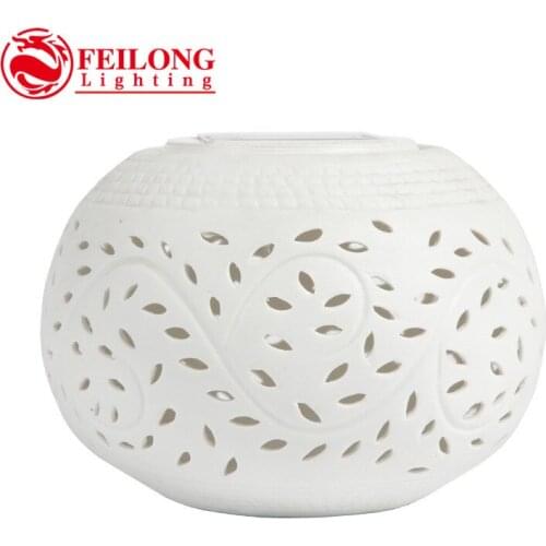 LED Solar Ceramic Lamp, Homeuse colorful hollow apple lamp, RGB Decorative Beside Lamp, Holiday Gift