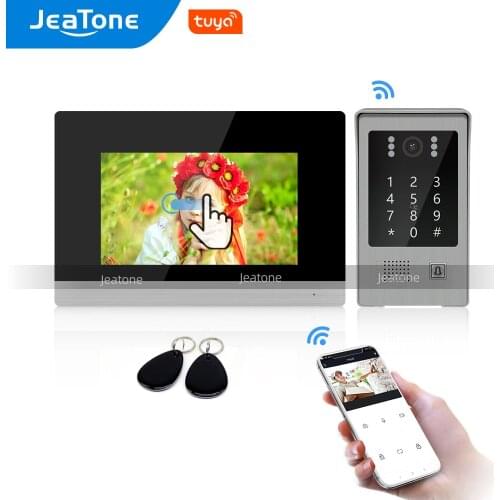 Tuya Smart Free App WiFi 7'' Touch Screen IP Video Door Phone Intercom Home Unlock Code Keypad RFIC Card Access Control System