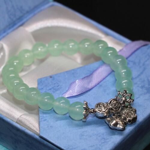 High quality 8mm green chalcedony natural stone jades women bracelets round beads wholesale price women jewelry 7.5inch B2041