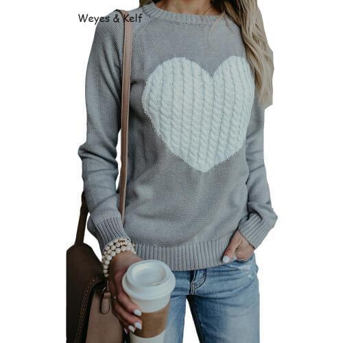 Weyes & Kelf Casual O-neck Long Sleeve Thick Sweater Women 2020 Print Letter Winter Sweater Women Knitwear Knitted Pullover