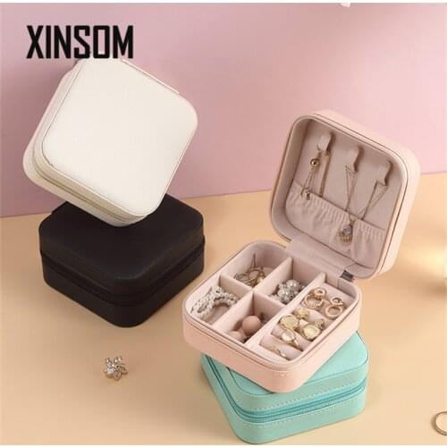 XINSOM Mini Travel Jewelry Box Casket Women Portable Small Jewelry Organizer Necklace Earrings Rings Packaging Box Birthday Gift