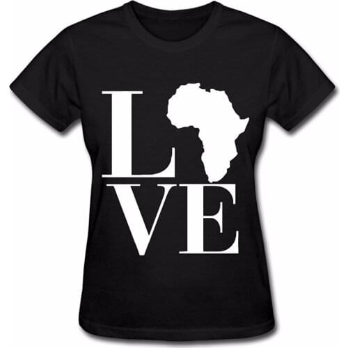 Tops 2019 Short Shirt Hip Hop Starnger Things Tees Love Africa Continent Cotton T Shirt For Women Harajuku