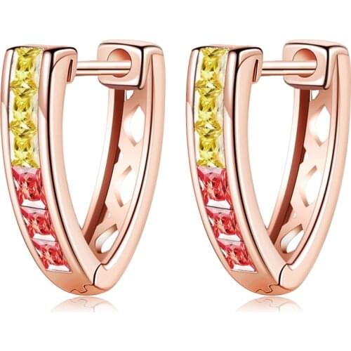 SILVERHOO S925 Sterling Silver Clip Earrings For Women Triangular Colorful Cubic Zirconia Earrings Simple Trendy Fine Jewelry