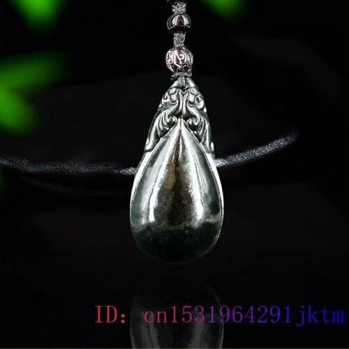 Jade Phoenix Pendant Women Gifts Jewelry Carved Flower Necklace Natural Obsidian Charm Accessories Chinese Black Green Amulet