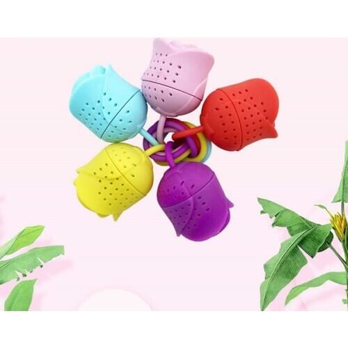 1 Pcs Silicone Rose Design Tea Strainer Herbal Spice Coffee Infuser Filter Swirl Steep Stir and Press Tea Leaf Kitchen Gadget