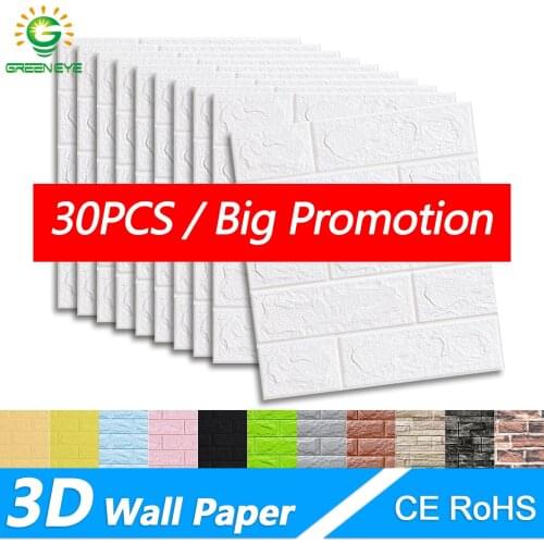 10/30Pcs Self-Adhesive 3D Brick Wall paper DIY Waterproof Foam WallSticker Kids Room Kitchen Roof Ceiling Background Wall Decals