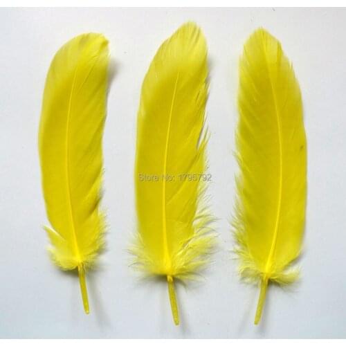 Wholesale Hard Pole 1000Pcs Yellow Goose Feathers For DIY Crafts Swan Plumes 12-18cm Jewelry Wedding Home Accessories Decoration