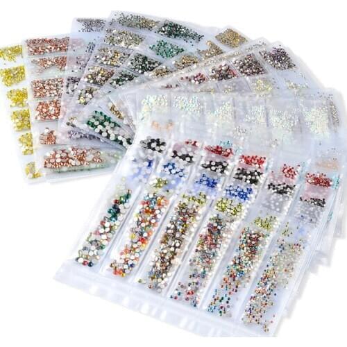 20 Colors Mix Sizes Crystal AB Glass Nail Art Rhinestone Glitter Crystals Nail Art Rhinestone for Jewelry DIY Accessories