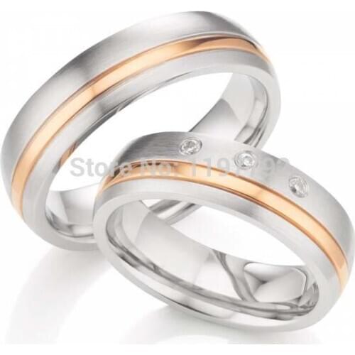 2014 affordable custom tailor rose gold colour titanium couple wedding ring sets