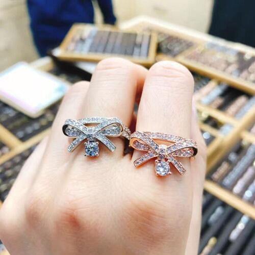 2019 Korean Hot-selling Rhinestone Double-layer Ring Pendant Index Finger Ring Elegant Women Opening Ring Gift