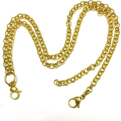 4.5mm Gold Color 20/24 inches Stainless Steel Rolo Chain Necklace Wholesale Jewelry for Pendant