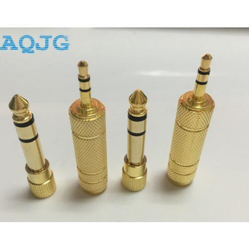 4pcs Gold 6.5mm 1/4" Male to 3.5mm Female Audio Adapter 6.5 mm to 3.5mm Jack Stereo Converter Cable For Microphone AQJG