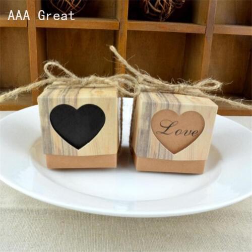 50Pcs/Lot Candy Bags Princess Wedding Favors Gift Box Package Birthday Party Favor Boxes String Love Snack Christmas Kraft Paper