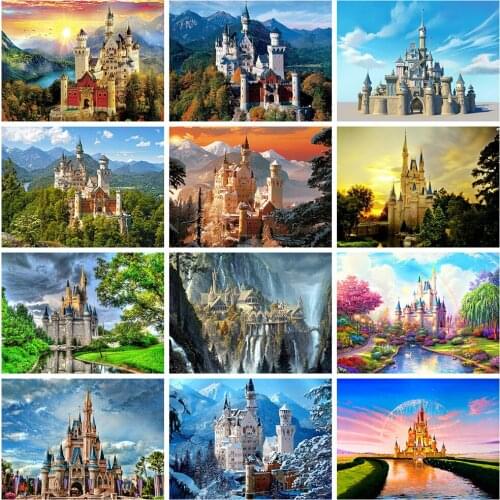 Diamond Painting Castle Embroidery Cross Stitch Mosaic Scenery 5D DIY Full Round Rhinestone Pictures Home Decor