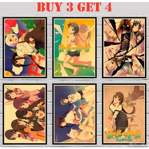 Anime Zoku Owarimonogatari Kraft paper Poster Cartoon Painting Abstract Funny Fancy Wall Sticker 42X30cm