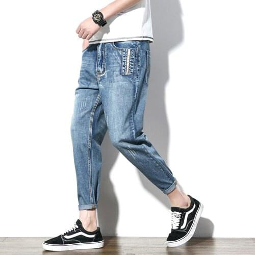 April MOMO Mens Stretch Jeans men Elastic Cotton Denim Pants Loose Fit Trousers New Brand New Style Menswear Men Fashion Jeans