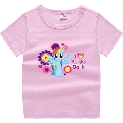 Baby Clothes2~9 Year Kid Cartoon My Little Pony Horse Print T-shirt Boy and Girl Top Tee Baby Funny Cartoon Animal Tee Shirt