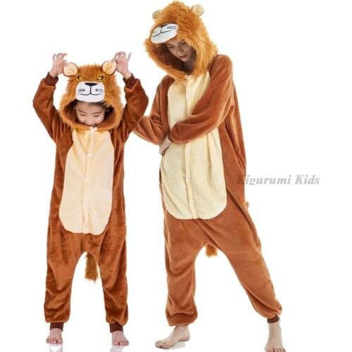 Childrens Pajamas Girls Animal Pijamas Family Kigurumi Unicorn Costume Adults Anime Cosplay Clothes Lion Jumpsuit for Teen Boys