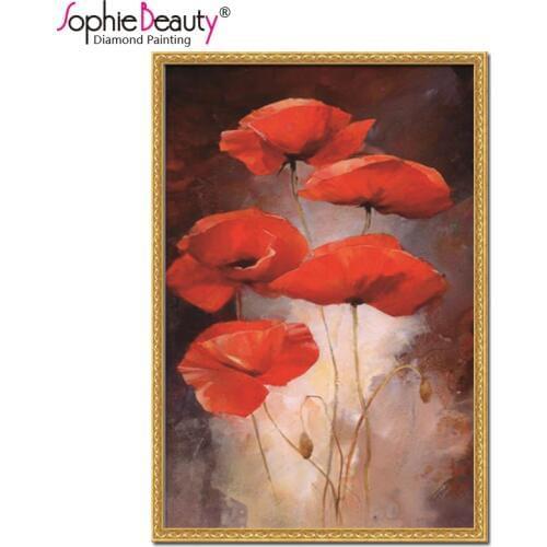 Diy Diamond Painting Cross Stitch Crystal For Square Drawing Unfinisheded Five Flowers Embroidery Arts Crafts Sewing Mosaic