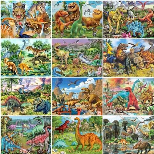 Evershine Diamond Painting Dinosaur Diamond Embroidery Animal Cross Stitch Full Square Round Rhinestones Pictures Handicrafts