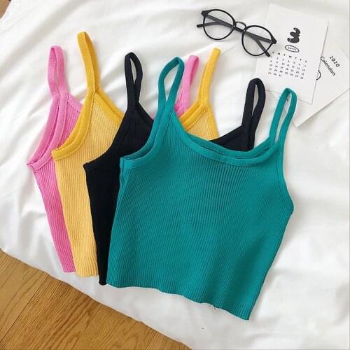 HELIAR Women Solid Cute Tops Female Solid Camis Street Camisole Ladies Camis With Straps Spaghetti Crop Tops Women