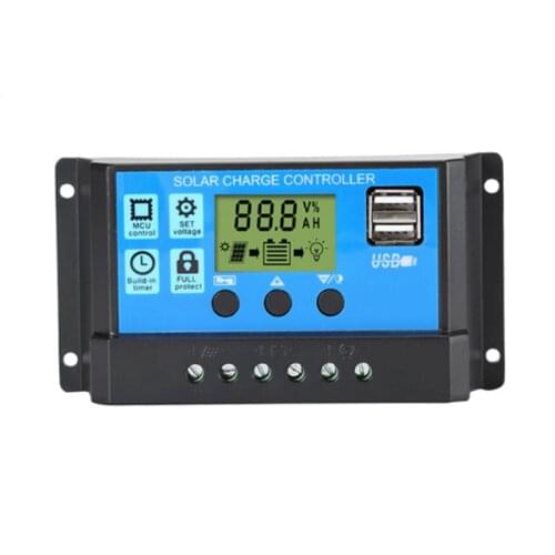 10/20/30/40/50/60A MPPT Solar Charger Controller Panel Battery Power Regulator Dual-USB DC12/24V Road Lamp Charging Controlador