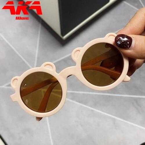 AKAgafas 2021 Round Children Sunglasses Cute Bear Children Sunglasses Retro Style Kids Selfie Glasses Photograph Sunglasses Boys