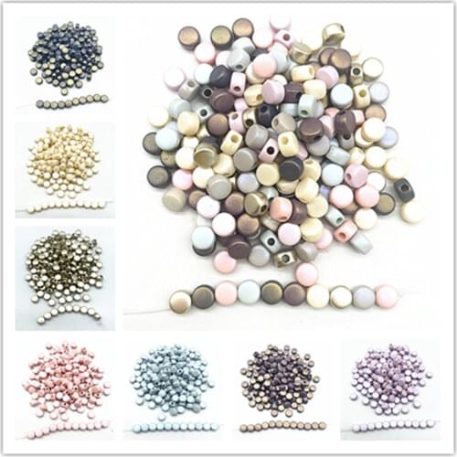 50pcs 8mm AB Colour Round Flat Charms Acrylic Beads Loose Spacer Beads for Jewelry Makeing DIY Handmade Bracelet Accessories
