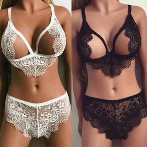 Lace Lingerie Sexy Hot Women Erotic Bra Panty Panties Set Exotic Underwear Porno Hollow out Lingerie Lace Bra & Brief Sets