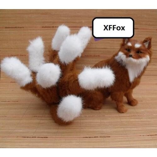 Big real life nine-tails fox model plastic&furs simulation squating brown fox doll gift about 28x26cm xf1816