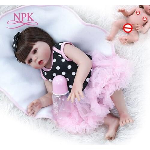 48CM bebe doll reborn toddler baby girl doll big eyes sweet face very soft flexible full body silicone bath toy waterproof