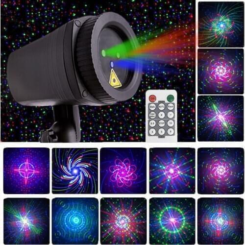 Christmas Sky Star Laser Projector Lights Showers 24 Patterns Effect Remote Moving Waterproof Outdoor RGB Garden Lawn Xmas Deco