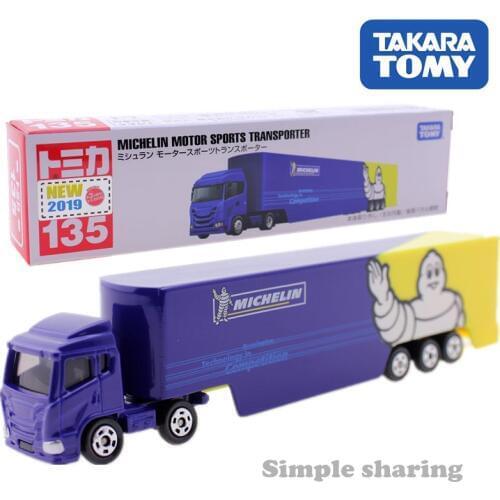 Takara Tomy Tomica No.135 Michelin Motor Sports Transporter Model Kit Truck Mould Diecast Miniature Car Toy